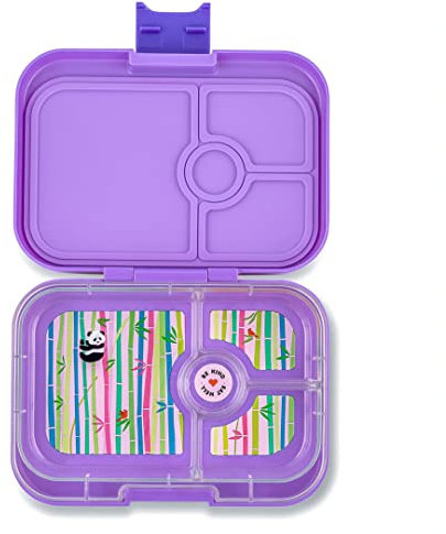 yumbox Panino M Lunchbox - mittelgroße Brotdose mit 4 Fächern | Kinder Bento Box für Kindergarten, Schule, Erwachsene (Purple Panda)