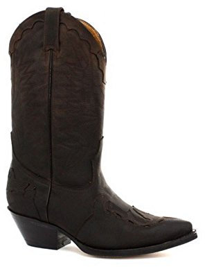 Stivali Alti Texani a Punta da Uomo in Vera Pelle Casual Cowboy Arizona Marrone 7UK, 41EU
