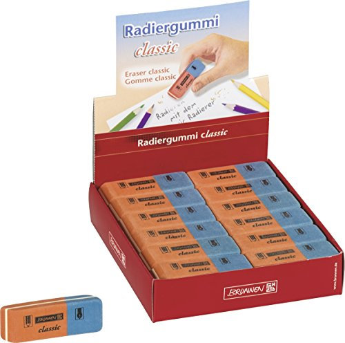 Brunnen 1029986 Radiergummi / Radierer Classic (5,8 x 2 x 0,8 cm, aus Naturkautschuk) rot / blau