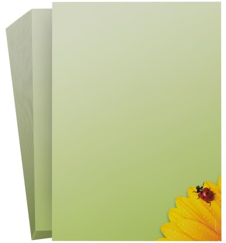 Tier und Natur Motivpapier Glückskäfer, 100 Blatt Briefpapier DIN A4, 90g/qm