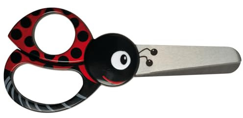 Fiskars Kinder-Tierschere mit Marienkäfermotiv, Ab 4 Jahren, Länge: 13 cm, Für Rechts- und Linkshänder, Rostfreie Stahl-Klinge/Kunststoff-Griffe, Rot, 1004612