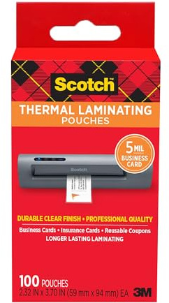 Scotch Thermal Pouches Business Card, 2.3 in x 3.70 in (59 mm x 94 mm)