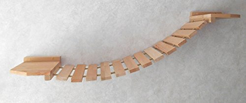 Jennys Tiershop Katzen Wandpark, handgefertigte Tiermöbel/Luxusmöbel, Katzenmöbel in vielen Ausführungen, Kratzbaum/Katzenbaum für die Wand. Hier: Hängebrücke 110 x 20 cm (127PPP8O4b)