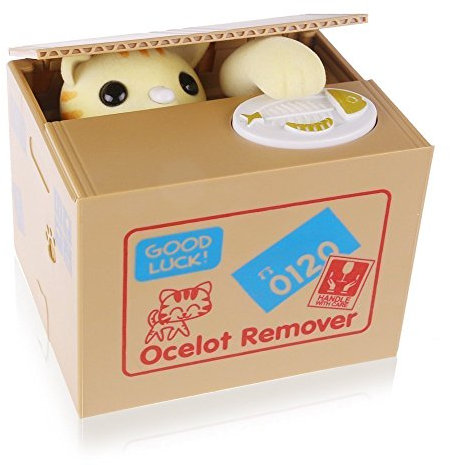 OBEST Karikatur Katze Spardose für Kinder, Elektronische Geld Box mit Musik, Nette Münze Stehlen Katze,Geld Bank, Spielzeug für Mädchen und Jungen, Geburtstagsgeschenke