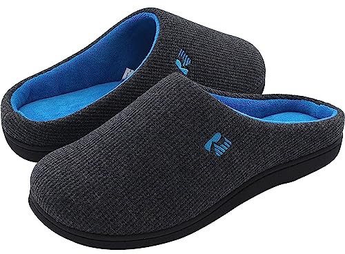 RockDove Women's Original Two-Tone Memory Foam Slipper, Size 7/8 UK Women, Dark Grey and Blue