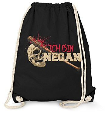 Fashionalarm Turnbeutel - Ich Bin Negan | Rucksack mit Motiv zur Serie T-W-D als Geschenk Idee für Fans | Dead Walking Lucille Rick Glenn The Saviors, Schwarz One Size
