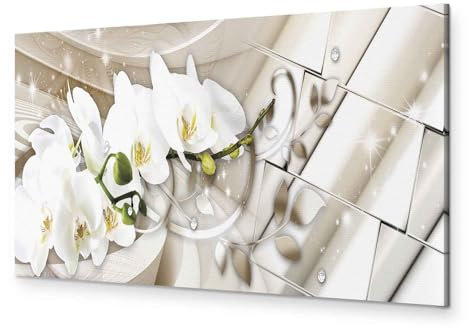 murando - Wandbilder XXL Orchidee 150x50 cm 1 tlg - Wand Deko Vlies Leinwand Bilder Groß Wanddeko Wohnzimmer Schlafzimmer Kunstdrucke Panoramabild - Blumen Abstrakt Ornament Perlen bokeh
