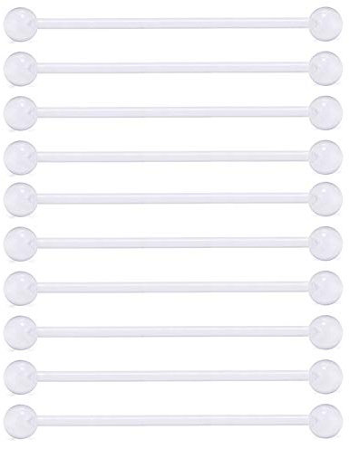 D.Bella 14G Industrial Piercing Klar Flexible Bioplast Knorpel Ohrring Gut für Sport und Schlaf Schwangerschaft Bauchnabelpiercing 38mm Länge für Frauen