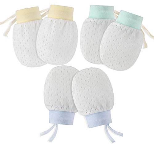 Hifot Bébé garçon filles gants nouveau-né pas de mitaines à gratter 3 paires, mitaines anti-rayures molles de filles infantiles d'enfant en bas âge pour des soins de bébé - Mesh Respirant