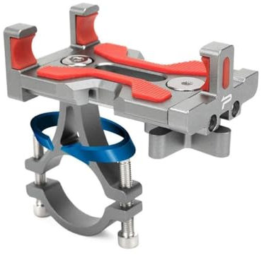 Bike Phone Mount Holder, Metal MTB Bike Bicycle Phone Handlebar StemMount/Bike Accessories, Anti Shake & Stable Cradle Clamp Smartphone Support for Devices 4 to 6.4 inches (silver)