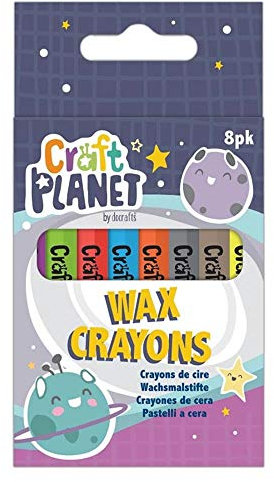 Craft Planet Wax Crayons 8 Pieces, Party Bag Fillers, Toddlers, Mini Chunky Crayons For Small Hands Toddlers, Art And Craft Set Supplies, Colouring, Drawing, Felt Tip Pens, Pencils Alternative