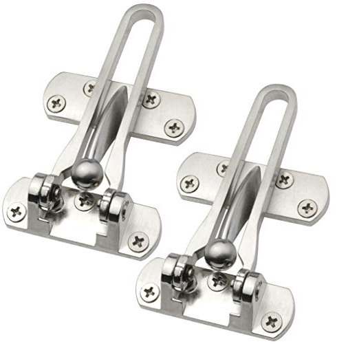 Topbuti Home Security Door Lock, 2 Pack Latch Guard Clasp Front Door Locks for Kids, Home Reinforcement Lock for Swing-in Doors, Hotel Door Latches, Thicken Solid Aluminium Alloy, Satin Nickel