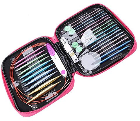 26pcs Rundstricknadeln Set, Doppelspitze Stricknadeln, volle Größen austauschbare Stricknadeln für Anfänger Häkelgarn