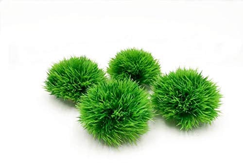 BEGONDIS Aquarium Decorations 4Pcs Green Grass Ball Water Plants, Artificial Fish Tank Decor, Made of Soft Plastic, Good for All Fish & Pets