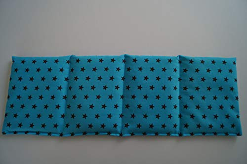 Körnerkissen Weizen 4-Kammern 50cmx17cm Feincord türkis/braune Sterne