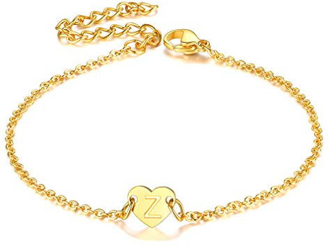 FaithHeart Sommer Armkette Damen Armbändchen 16cm+5cm Herzkette mit Buchstabe Z Schöne Armkette