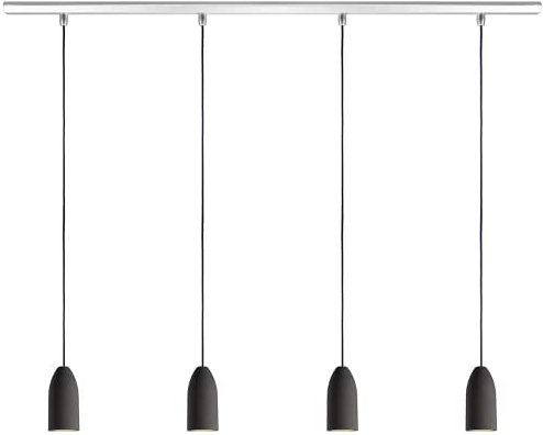 Buchenbusch urban design Deckenleuchte 4 flammig dark edition, Lampe Wohnzimmer Hängeleuchte mit Textilkabel Dunkelblau, Esszimmer Lampe aus Beton