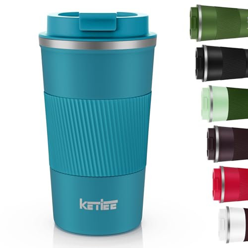 KETIEE Kaffeebecher to go,510ml Thermobecher Kaffee-to-go,Kaffeebecher Thermo,Doppelwandig Reisebecher Travel Mug,Vakuum Isolierbecher mit auslaufsicherem Deckel für Kaffee und Tee,Blau