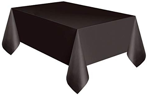 Large Plastic Rectangle Table Cover Cloth Wipe Clean Party Tablecloth Covers (Black)