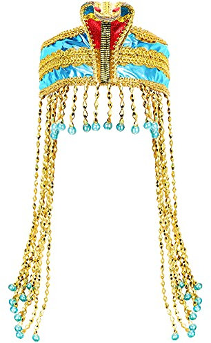 WILLBOND Ägyptischer Schlangen-Kopfschmuck für Damen, Krone, Perlen, Stirnband, Kostümzubehör, Kopfschmuck, Blau, Einstellbar