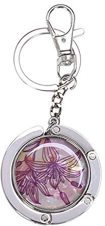 Kaxofang Porte-cles/Accroche Sac a Main Pliable Sacoche Crochet Porte Alliage de Zinc Table Lily Pourpre