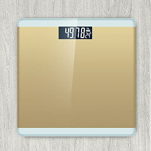 ZYLEDW Körperfettwaage Bluetooth, Digitale Körpergewichtswaage Personenwaage, LCD-Display Intelligente Waage mit Temperaturfunktion Gesundheitswaage-Golden
