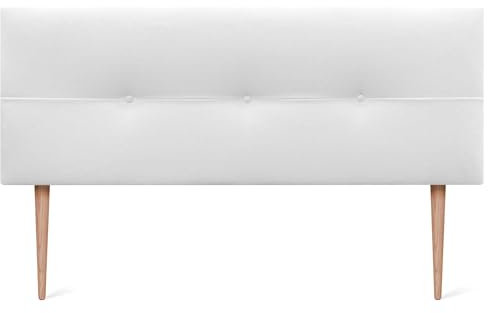 DHOME Kopfteil aus Kunstleder oder Stoff AQUALINE Pro Kopfteil Polsterkopfteil Luxusbett (Stoff Weiß, 145x105cm Mit Füßen (Betten 120/135/140))
