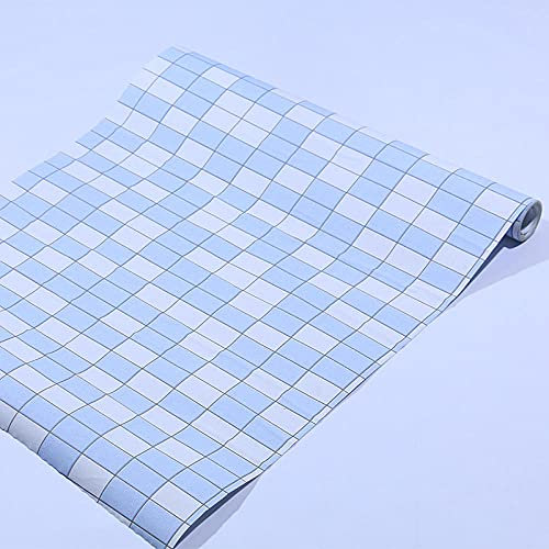Möbel Folie selbstklebend Blau-weißes Plaid Selbstklebende Verdickte Dekorfolie Klebefolie Aufkleber für Schrank Tische Küche Schlafzimmer Wasserdicht 40X300cm