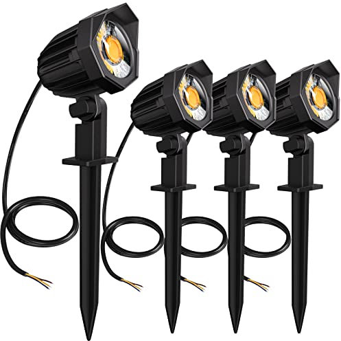 CLV 9W Focos LED Exteriores 4 PCS 680LM Luces LED para Exterior 2700K Luz Blanca cálida Luz de Paisaje de jardín IP66 con Cable de 1M para Camino, Entrada, árboles, Plantas, terraza y Patio