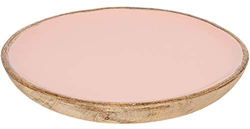 4 Stück Kunststoff & Holz - Teller/Speiseteller/Frühstücksteller/Dekoteller - Ø 23 cm - rosa/pink - BPA frei - rund flach - Frühstücksteller/Abend..