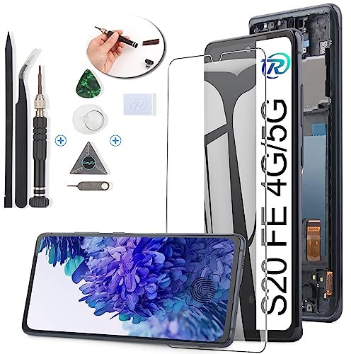 RongZy Écran Tactile LCD Compatible avec AMOLED Samsung Galaxy S20 FE SM-G780F/Galaxy S20 FE 5G SM-G781B De Remplacement LCD Tactile Vitre avec Kit D'outils de Réparation(6.5,Noir avec Cadre)