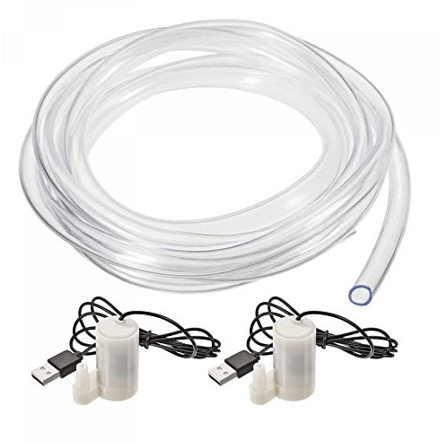 sourcing map Mini Pompe à eau DC 5V Micro Submersible Moteur Vertical Style avec USB Connecteur Transparent Vinyle Tube pour Jardin Plante