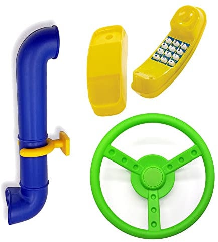 GK Zubehör-Set z.B. für Spielturm mit blauem Periskop, gelbem Telefon und Steuer-/ Lenkrad in der Farbe (apfelgrün)