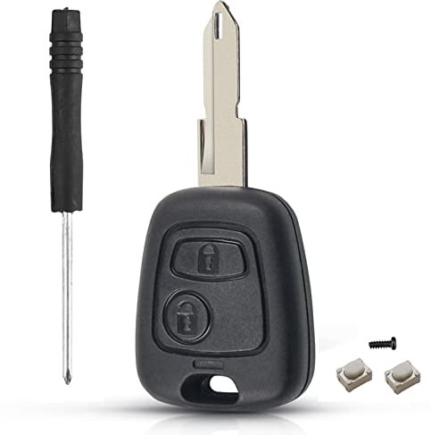 HooRLZ Coque Clé Peugeot, Compatible pour Peugeot 106 107 206 207 306 307 406 407, Boitier Clé Peugeot 206, TéLéCommande Peugeot 107, Clef Peugeot 307-2 Boutons