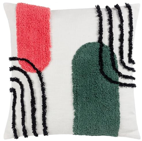 Heya Home Elmer Cushion Cover,Pink/Jade,45 x 45cm