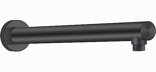 Drenky Braccio Doccia a Parete,Braccio Doccia Nero 40 cm Braccio Soffione Doccia in Acciaio Inox A2 V2A Prolunga Soffione Doccia Rotondo Braccio per Soffione Doccia Fisso,Finitura Laccata Nero Opaco