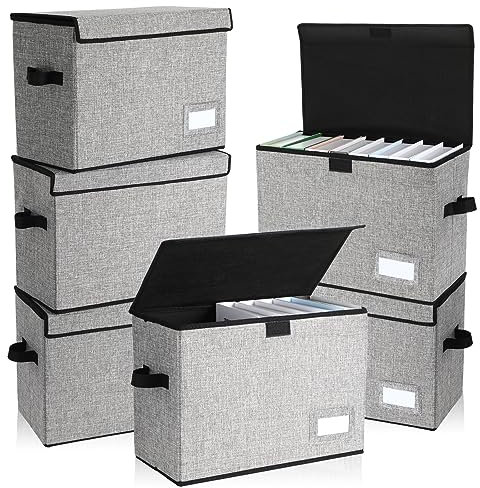 Chuangdi 6 Pcs Comic Book Storage Boxes, Collapsible Comic Short Box Case with Lid, 15.8 x 7.9 x 11.4 Inch Book Bin Container Holds 150 Comics(Gray)