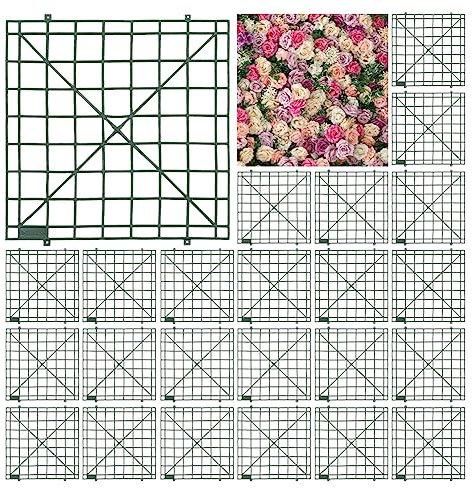 OLYCRAFT 24 Stück Künstliche Blumen Gitterplatten 64 Widerhaken Blumen Gitterplatten Dunkelgrün 26x25 cm Gitter Wandpaneele Gitter Pflanzen Wandrahmen Rahmen Für DIY Kunst Dekor Kunsthandwerk