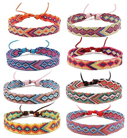 Lucktao 8 Pièces Bracelets d'Amitié Tissés, Colorés et Réglables Faits à La Main pour Enfants, Filles, Femmes et Hommes - Cadeau