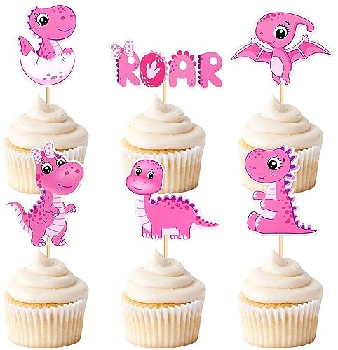 Blumomon 24 Stück Dinosaurier Cupcake Topper Tier Cupcake Topper Picks Kuchendekoration für Baby Shower Hochzeit Geburtstag Event Party Tiere Thema Party Dekoration