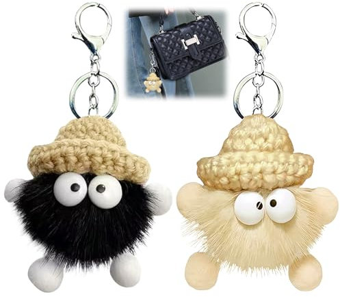 2PCS Schlüsselanhänger Niedlich Weicher Plüsch, Plüsch Schlüsselanhänger, Personalisierter Schlüsselanhänger, Schlüsselanhänger Bommel, Süßer Schlüsselanhänger, Rucksackdekorationen Auto Keychain
