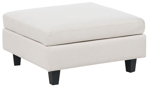 Beliani Moderne Ottomane Stoffbezug Leinenoptik in Beige Fußhocker quadratisch Unstad