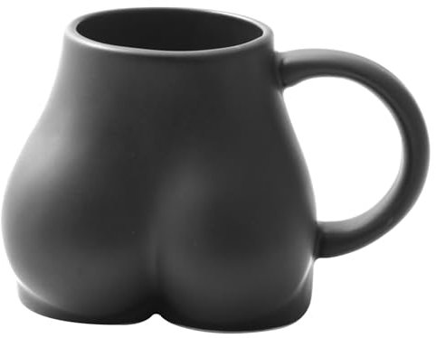 Butt Mug 300ml Kaffeetasse mit Griff Butt Trinkbecher lustiger Becher Roman Keramik Becher Kaffeetasse für Tee Milchgetränk Geburtstagsgeschenk Schwarz