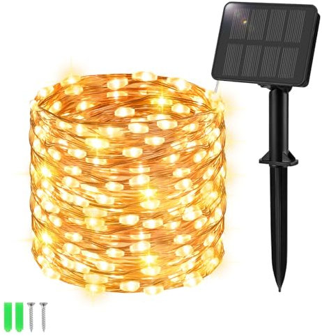 Etopgo Solar String Lights Outdoor Garden, 15M 150LED Solar Powered Fairy Lights Waterproof,8 Modes Copper Wire Solar Decoration Lights for Tree,Patio, Garden,Yard,Home,Wedding