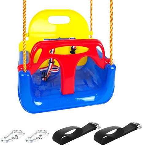KINSPORY Columpios Infantiles, Columpio 3 en 1, Columpio Jardín Exterior Niños, Columpio para niños para Interior y Exterior (Azul Oscuro)