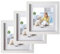 SPORWAY Lot de 3 cadres photo carrés 20 x 20 cm - Blanc - Avec carton de 2 mm d'épaisseur et verre acrylique incassable - Cadre en bois MDF - Pour décoration de bureau, mur, cadeau