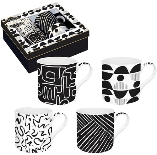 Easy Life - Juego de 4 tazas de 30 cl, de porcelana fina