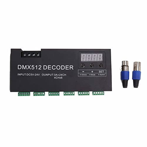 24-Kanal DMX Decoder Controller, RGB DMX512 LED Controller Led Decoder Dimmer Licht-Decoder Dimmer LED-Controller für Bühnenbar DC5V-24V