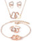 KONFEN Set di Gioielli da Donna, 4 Pezzi di Gioielli Scintillanti da Sposa, Collana Regolabile a Forma di Doppio Amore Orecchini e Braccialetto, Regali di Compleanno e Matrimonio, Oro rosa