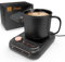 Ljusved Coffee Mug Warmer - Self Heating Mug Set for Desk, Electric Heated Beverage Cup Warmer with Auto Shut Off, Smart Cup Warmer for Water, Milk, Coffee, Bread, Candle Jar, Black